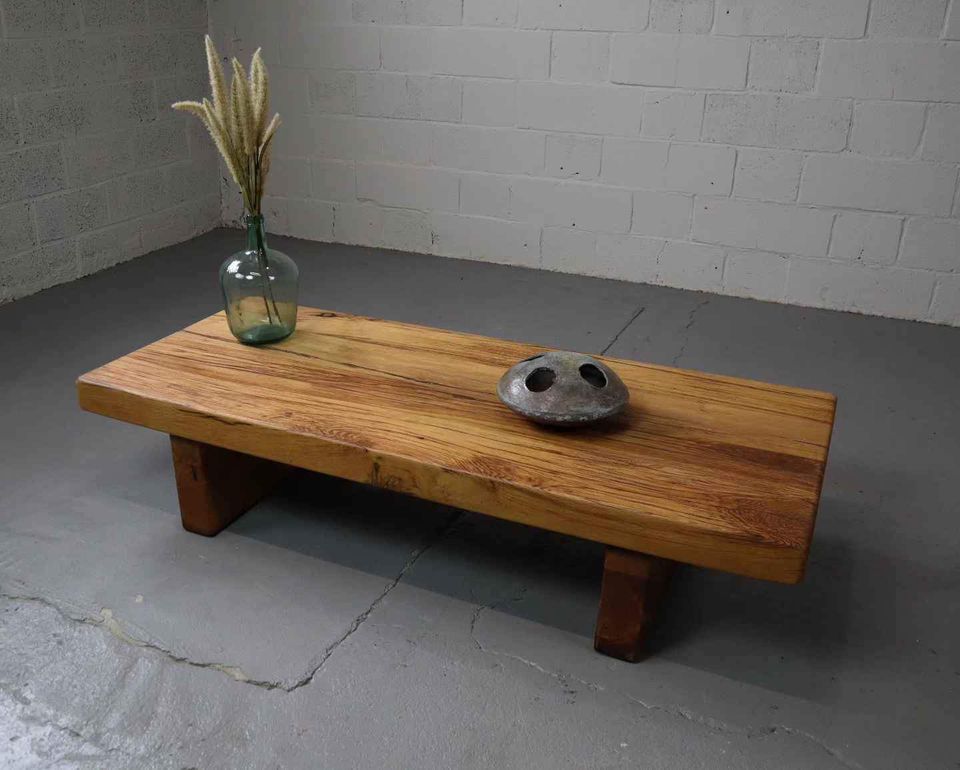 Brutalist oak Wabi Sabi coffee table