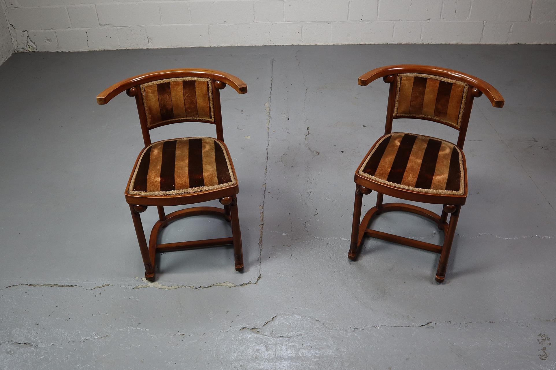 Pair of Fledermaus chairs by J. Hofmann