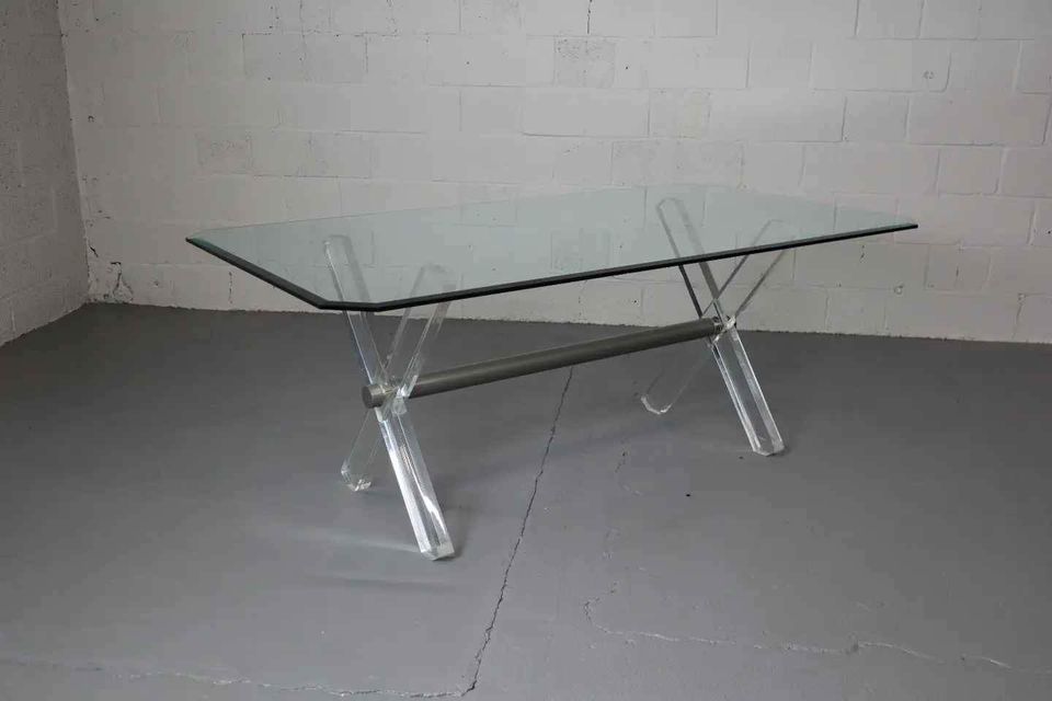 Vintage acrylic and glass dining table